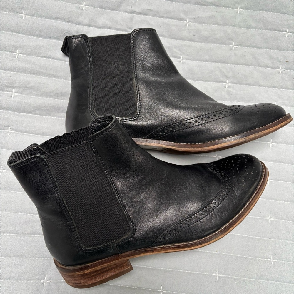 Dune London Black Leather Chelsea Boots, Size 39, No-Slip Treads